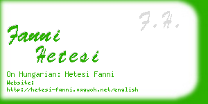 fanni hetesi business card